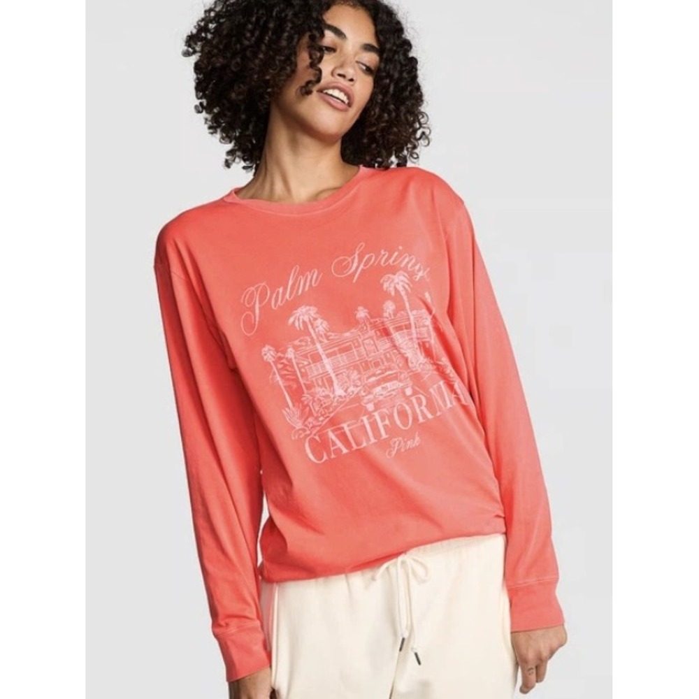 PINK Victoria's Secret Palm Springs California Cotton Graphic Tee Long Sleeve XS